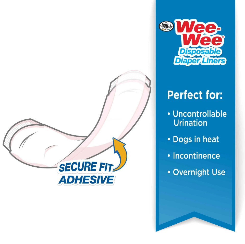 Four Paws Wee-Wee Super Absorbent Disposable Dog Diaper Linders 10 count White 2.75 x 8.25 x 4.5 For Pet With Love