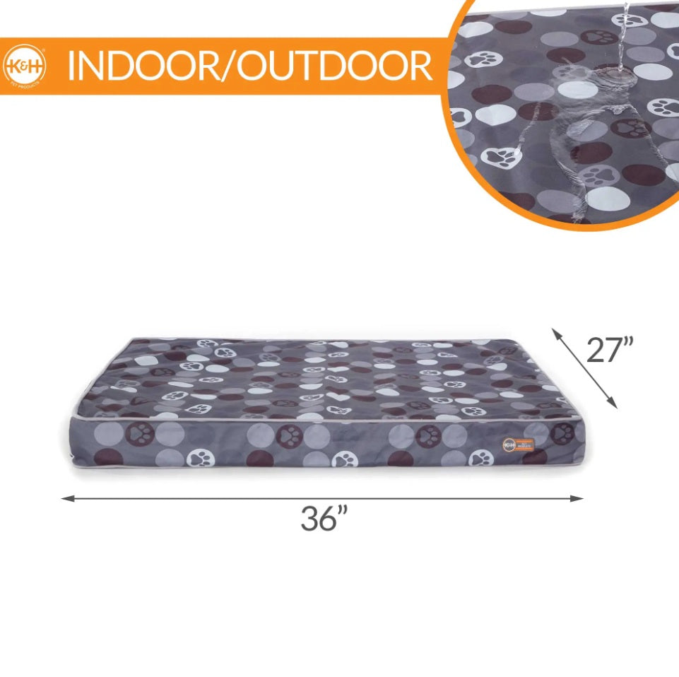 K&H Pet Products Superior Orthopedic Indoor/Outdoor Bed Small Gray 36 x 27 x 4 For Pet With Love