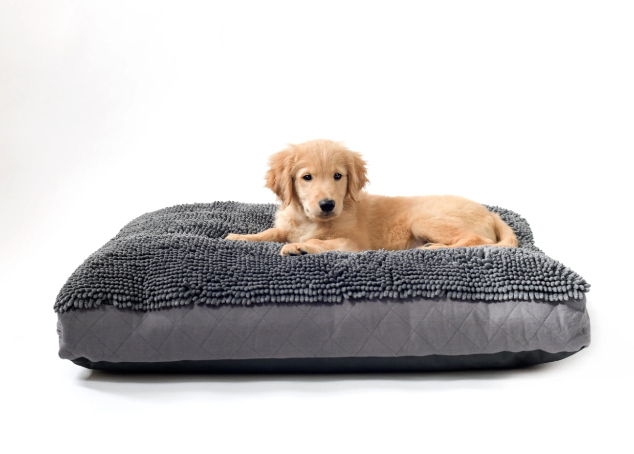 DGS Pet Products Dirty Dog Rectangle Bed Medium Cool Grey 26 x 34 x 4 For Pet With Love