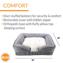 Load image into Gallery viewer, K&amp;H Pet Products Pillow-Top Orthopedic Lounger Sofa Pet Bed Large Gray 28 x 36 x 9.5 For Pet With Love
