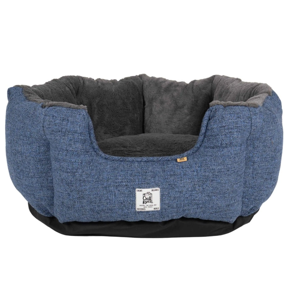 DGS Pet Products Chill Kuzzi FIR Round Bed Medium Blue 30 x 30 x 15 For Pet With Love