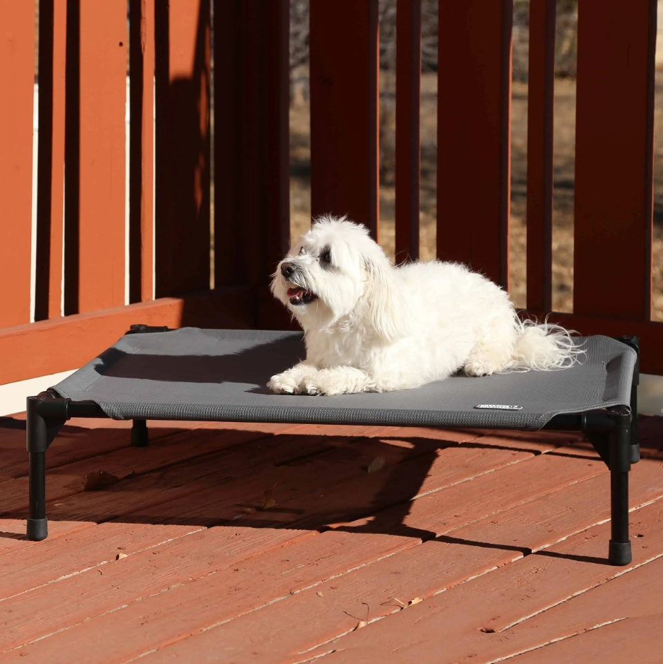 K&H Pet Products All Weather Pet Cot Medium Gray 25 x 32 x 7 For Pet With Love