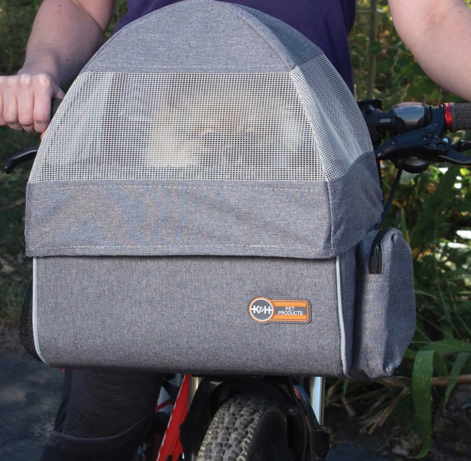 K&H Pet Products Travel Bike Basket Hood for Pets Small Gray 9.5 x 12.5 x 11 For Pet With Love