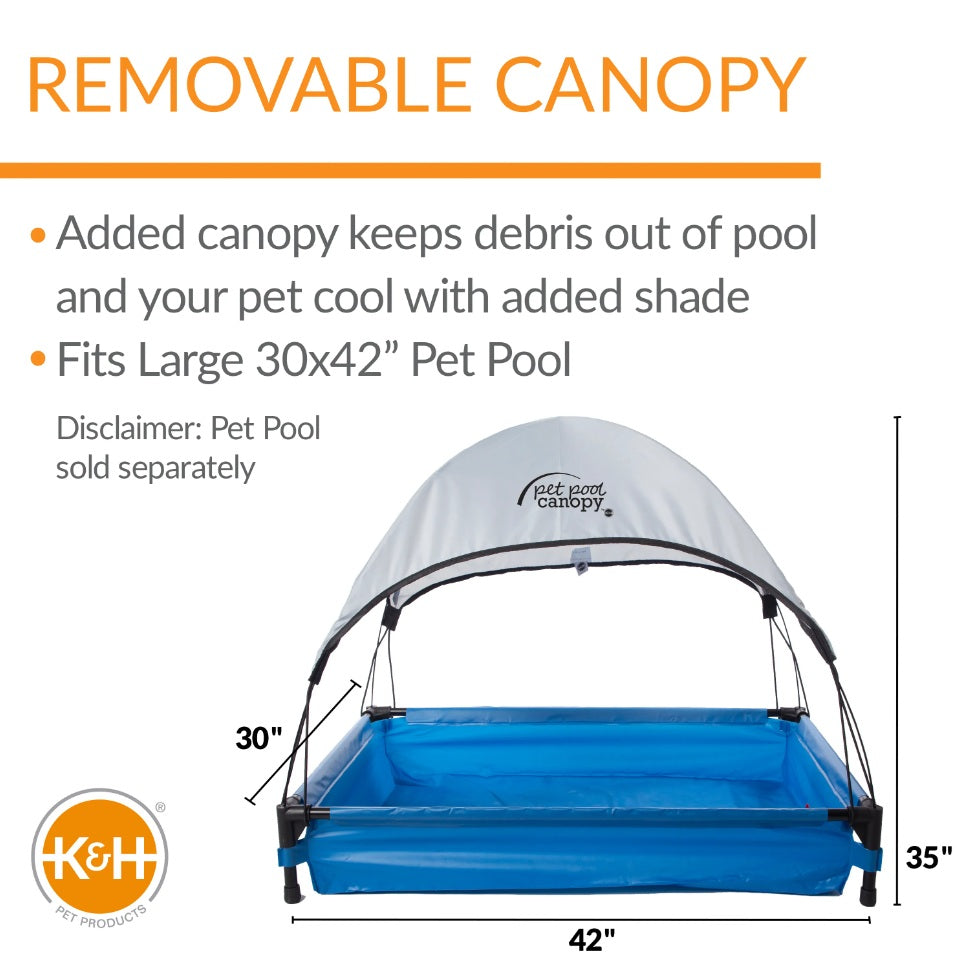K&H Pet Products Pet Pool Canopy Large Gray 30 x 42 For Pet With Love