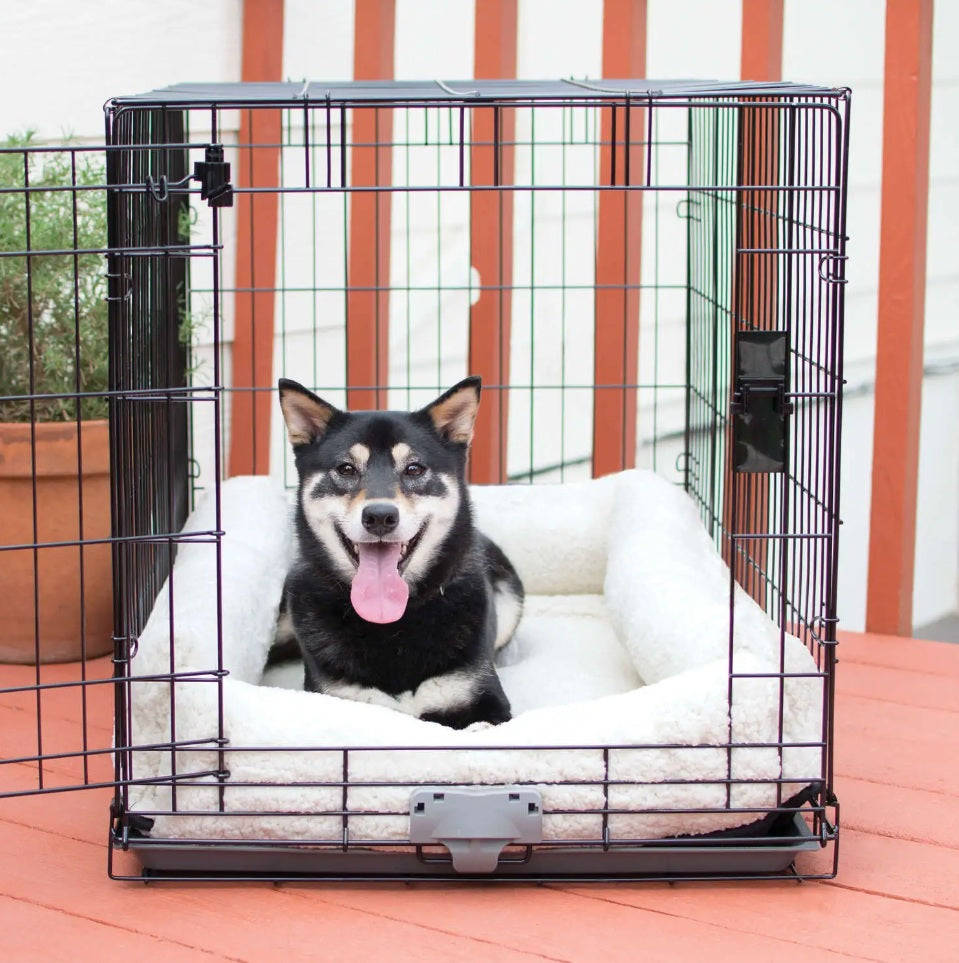 K&H Pet Products Deluxe Bolster Dog Crate Pad Medium Natural 21 x 31 x 4 For Pet With Love