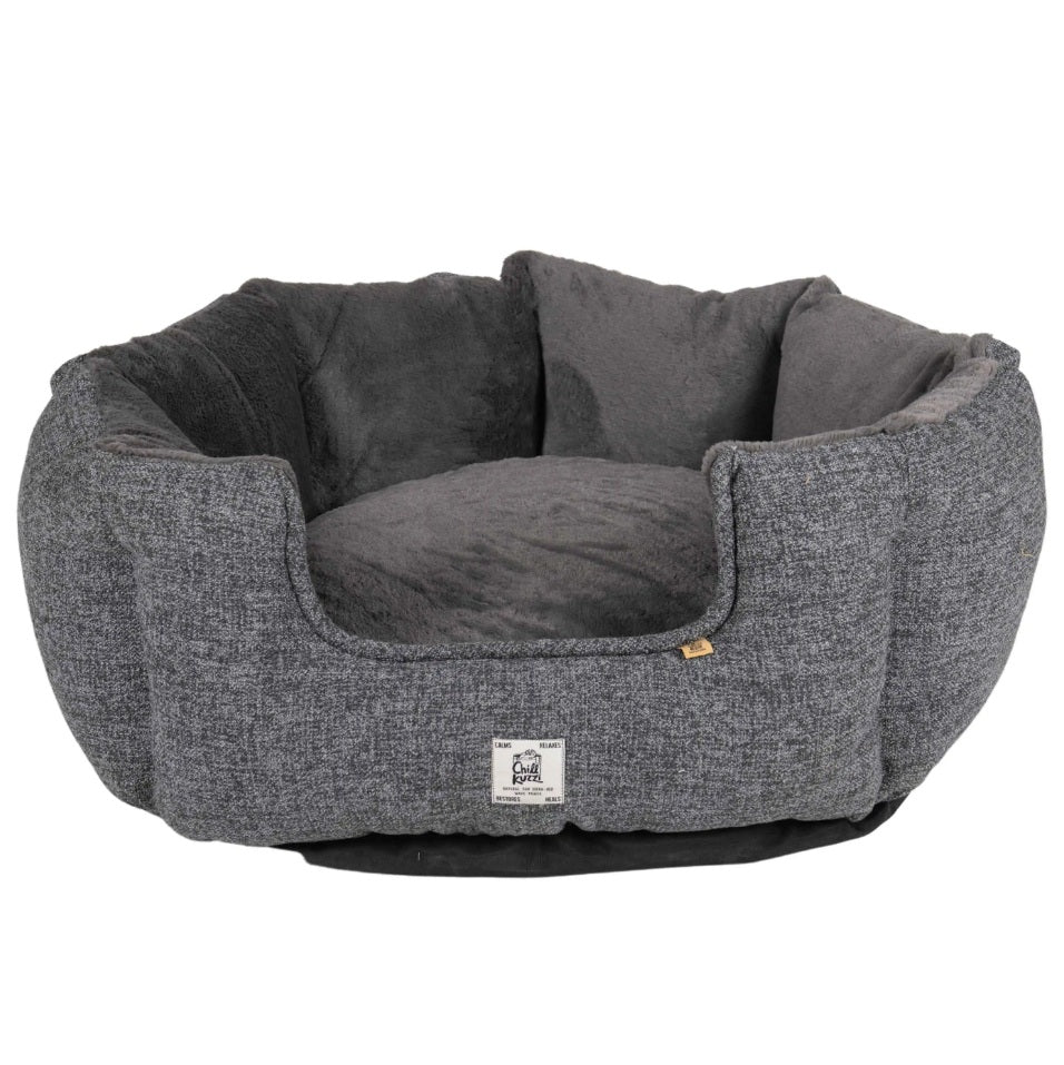 DGS Pet Products Chill Kuzzi FIR Round Bed Large Grey 36 x 36 x 15 For Pet With Love