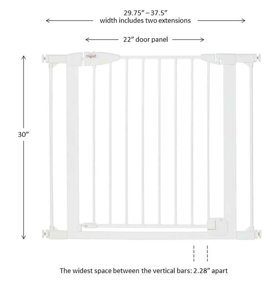 North States MyPet Ultimutt Walk Thru Pet Gate with Auto Close 5435 1.75 x 29.75-37.5 x 30 For Pet With Love