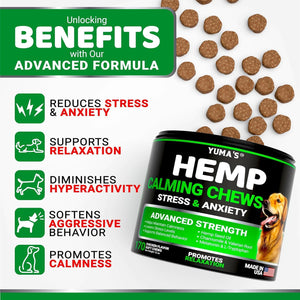 YUMA'S Hemp Calming Anxiety Relief & Stress Relief for Dogs (2 Pack) 340 Chews