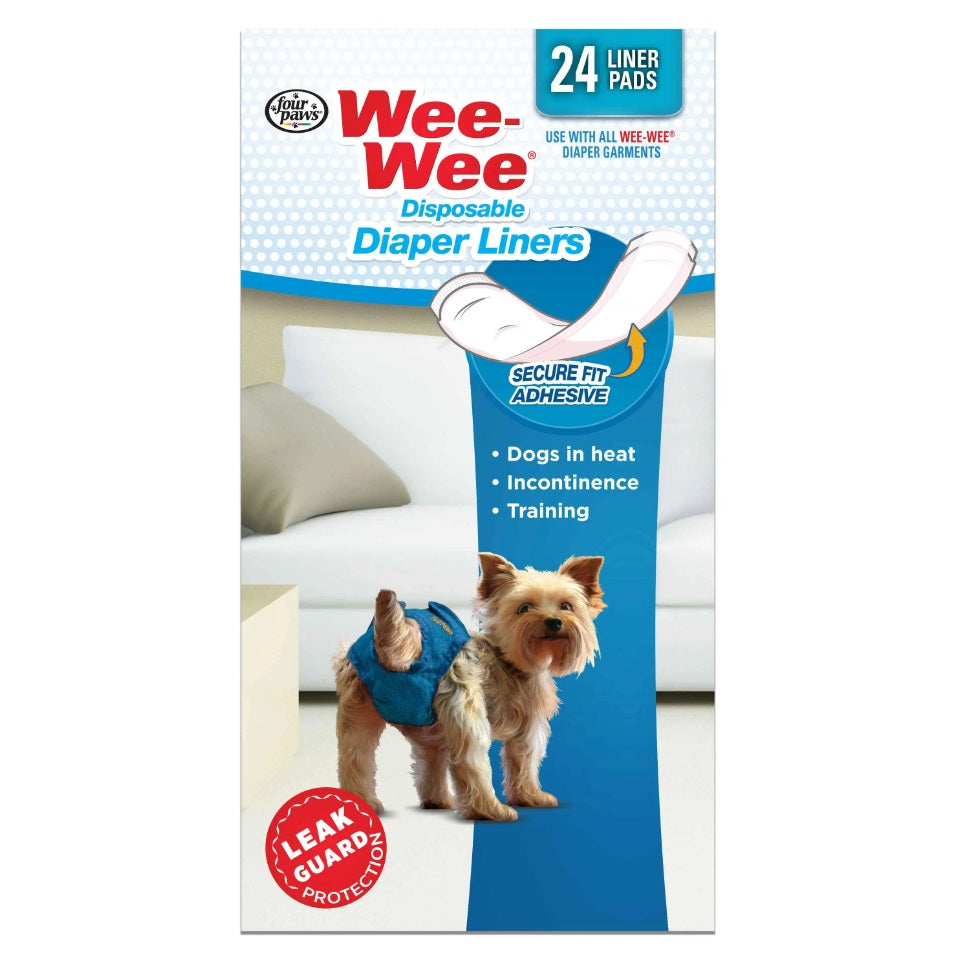 Four Paws Wee-Wee Super Absorbent Disposable Dog Diaper Liners 24 count White For Pet With Love