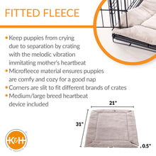 Load image into Gallery viewer, K&amp;H Pet Products Mother’s Heartbeat Puppy Crate Pad Medium/Large Light Gray 21 x 31 x 0.5
