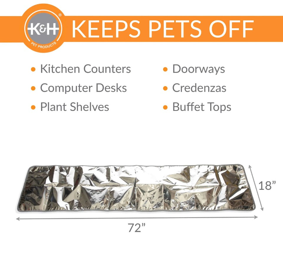 K&H Pet Products Pet Deterrent Mat Silver 72 x 18 x 0.1 For Pet With Love