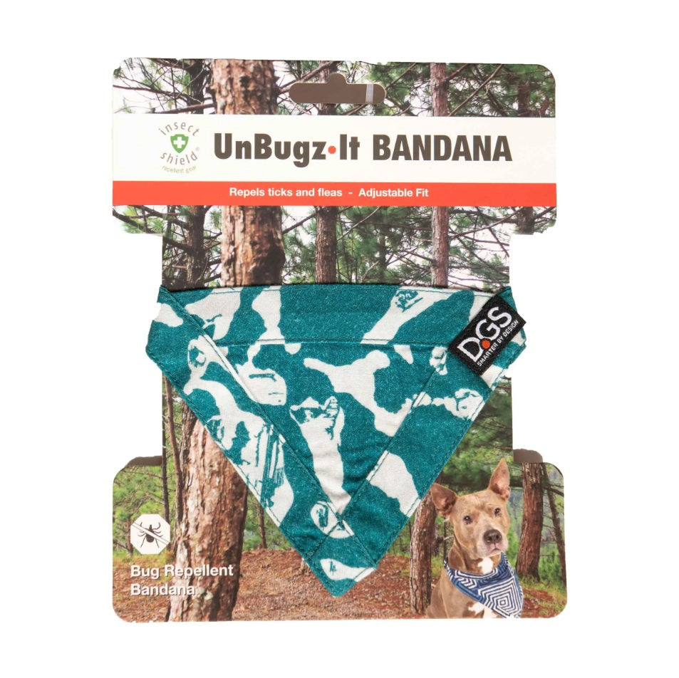 DGS Pet Products Unbugz-It Bandana Medium Abstract Teal 10 x 7 x 0.1 For Pet With Love