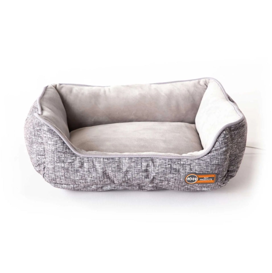 K&H Pet Products Mother's Heartbeat Heated Puppy Pet Bed with Bone Pillow Medium Gray 16 x 13 x 6 For Pet With Love