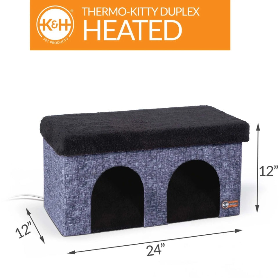 K&H Pet Products Thermo-Kitty Duplex Navy Blue 12 x 24 x 12 For Pet With Love