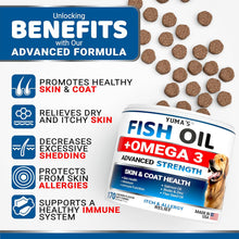 Load image into Gallery viewer, YUMA'S Omega 3 Fish Oil Allergy Support Skin and Coat Supplement for Dogs  170 Chews For Pet With Love
