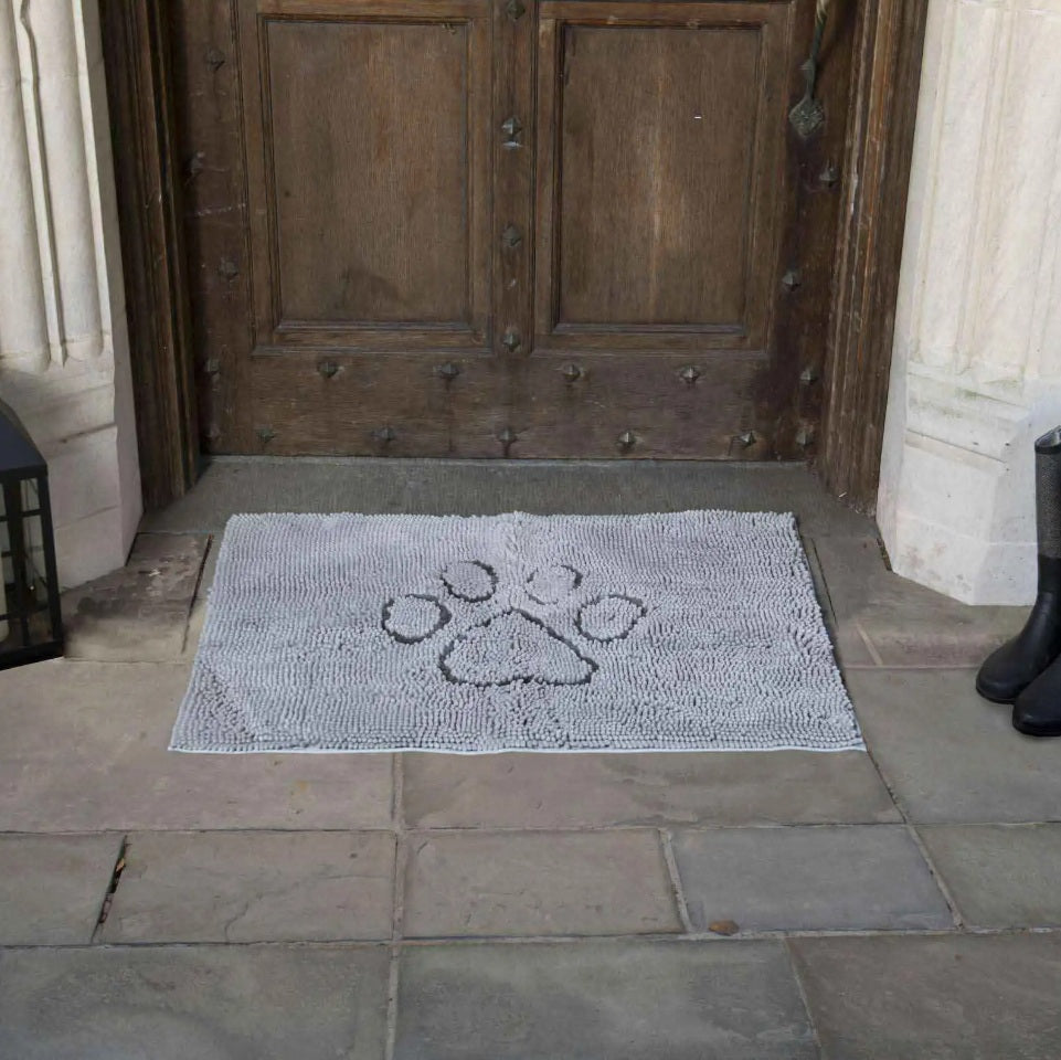 DGS Pet Products Dirty Dog Door Mat Large Silver Grey 35 x 26 x 2 For Pet With Love