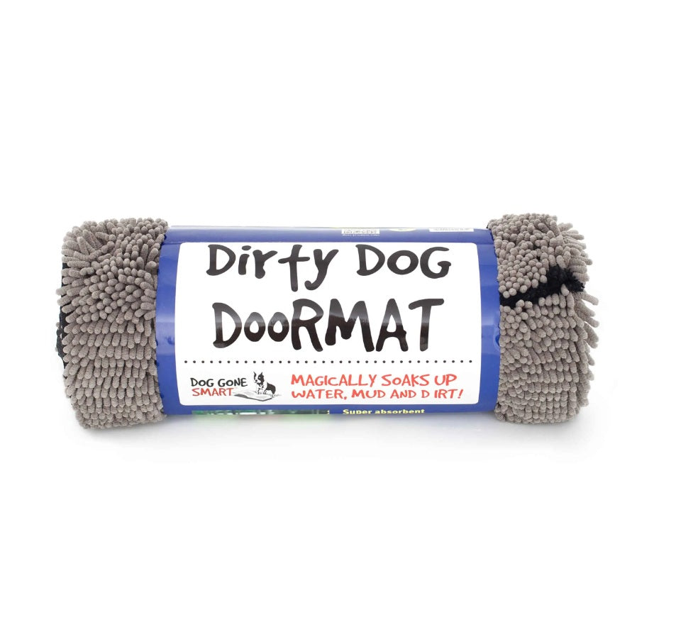 DGS Pet Products Dirty Dog Door Mat Large Grey 35 x 26 x 2 For Pet With Love