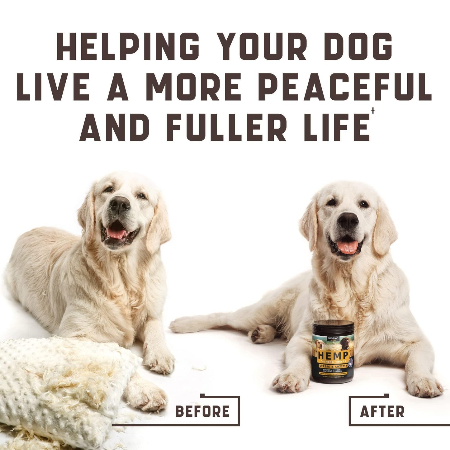 Kinpur Pet Care Calming Chews for Dogs with Hemp Oil (180 count) For Pet With Love