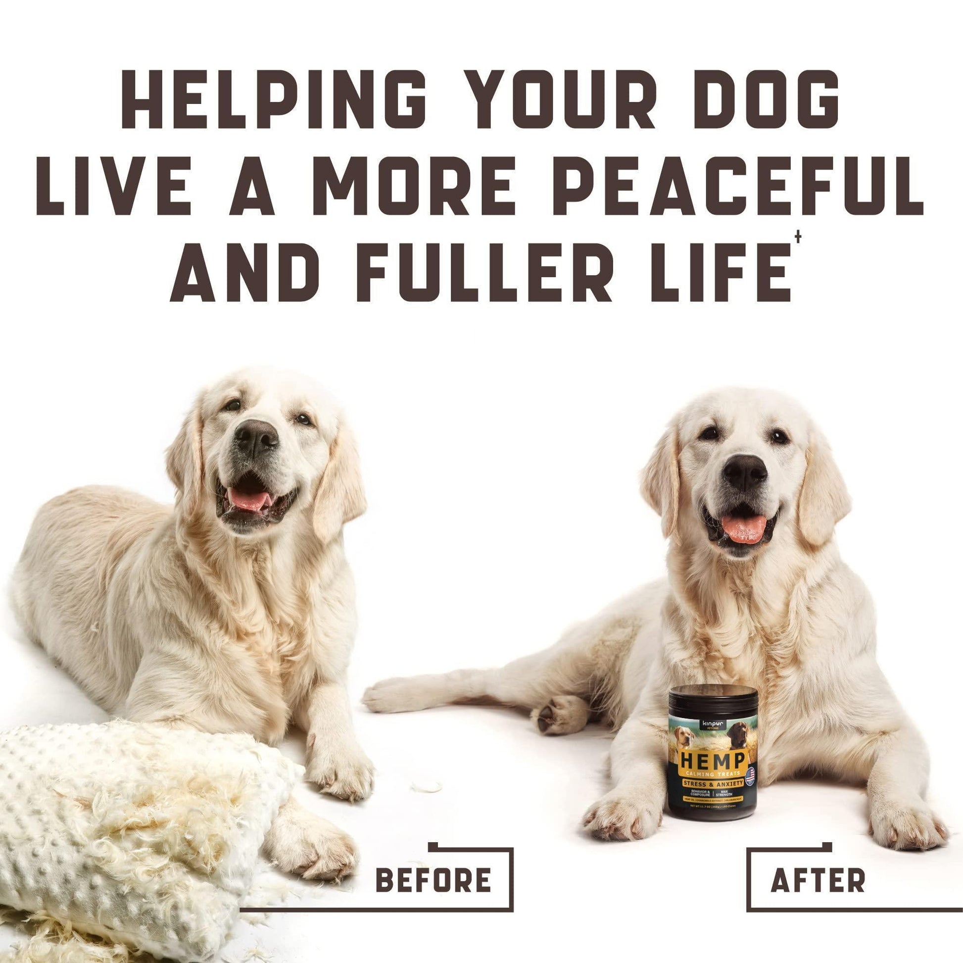 Kinpur Pet Care Calming Chews for Dogs with Hemp Oil (180 count) For Pet With Love