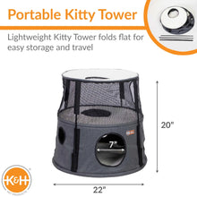 Load image into Gallery viewer, K&amp;H Pet Products Kitty Tower 2 Story Dark Denim 22 x 22 x 20 For Pet With Love
