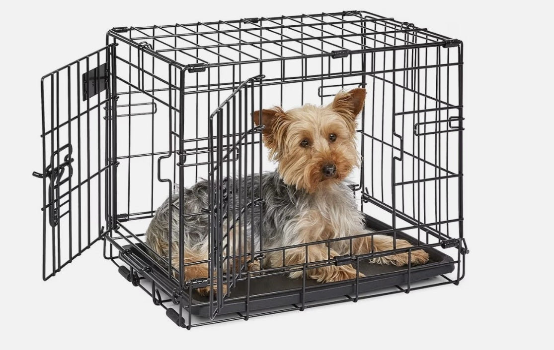 Midwest Dog Double Door i-Crate Black 18″ x 12″ x 14″ For Pet With Love