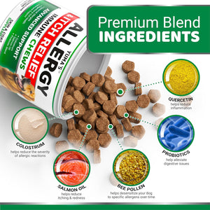 YUMA'S Advanced Allergy Itching Skin Relief for Dogs. Dry Skin & Hot Spots Treatment with Omega 3 Fish Oil. 170 Chews