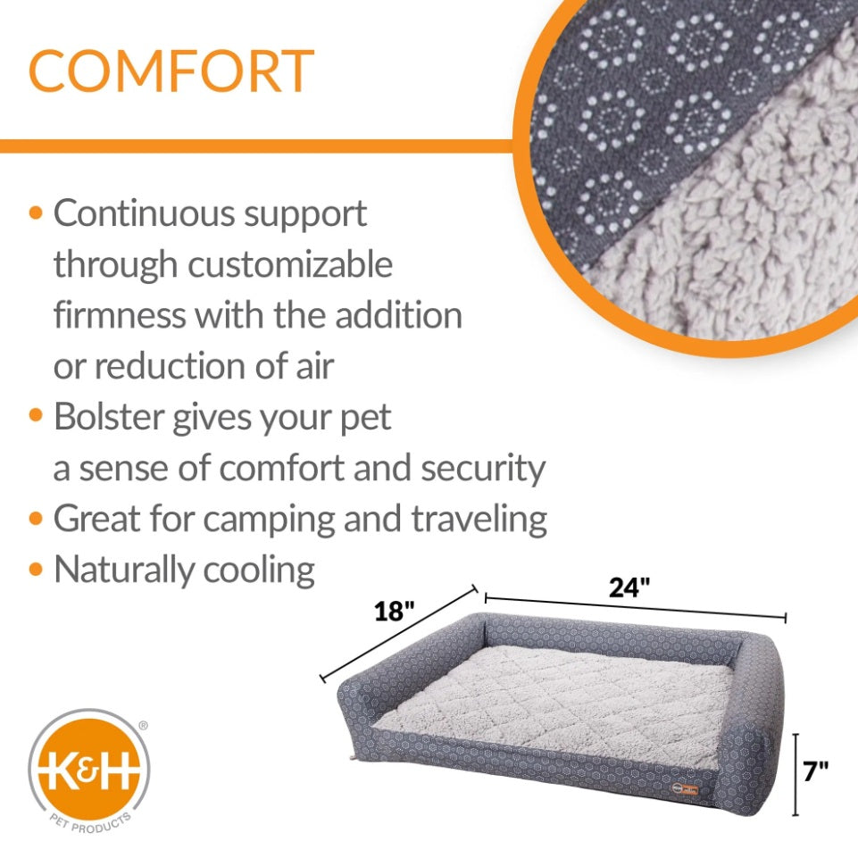 K&H Pet Products Air Sofa Pet Bed Geo Flower Small Gray 18 x 24 x 7 For Pet With Love