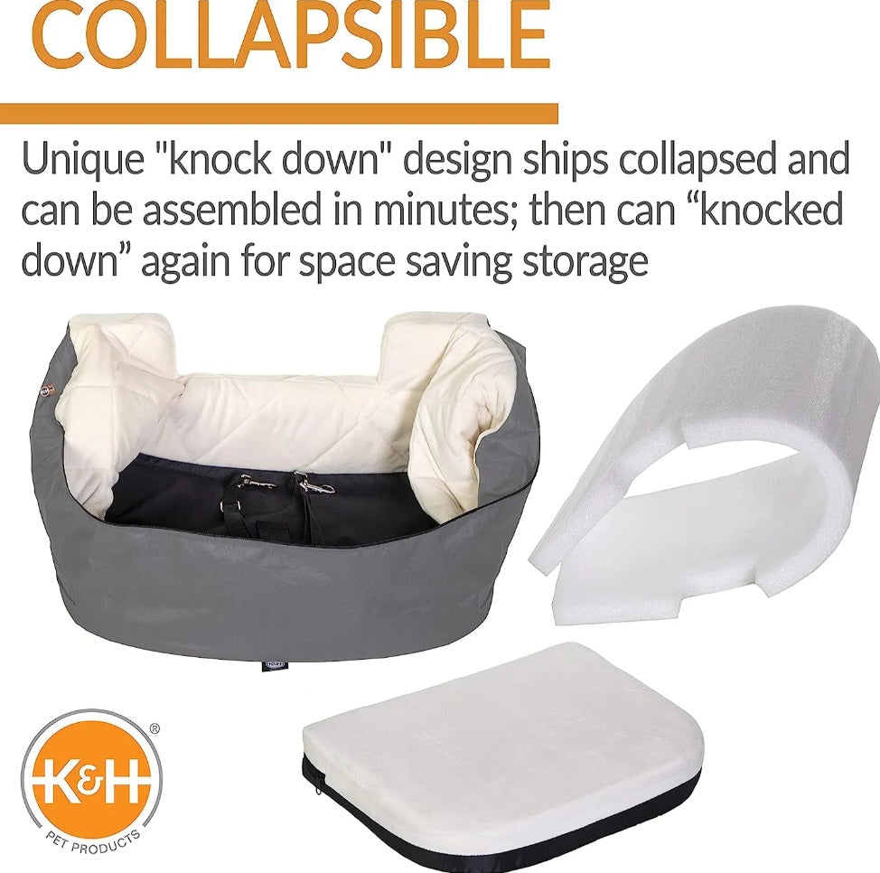 K&H Pet Products Bucket Booster Pet Seat Knock Down Unheated Gray 18 x 18 x 16 For Pet With Love