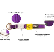 Load image into Gallery viewer, DGS Pet Products Comet Rechargeable Light Up Dog Collar Medium Purple 16 - 20 x 0.75
