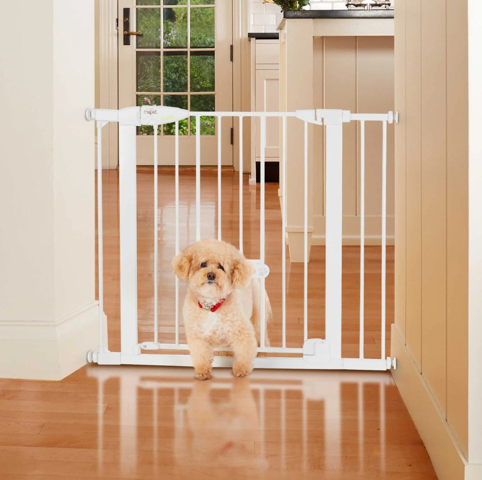 North States MyPet Wide Walk Thru EasyPass Pet Gate with Auto Close 5452 1.75 x 29.75-40.5 x 30 For Pet With Love