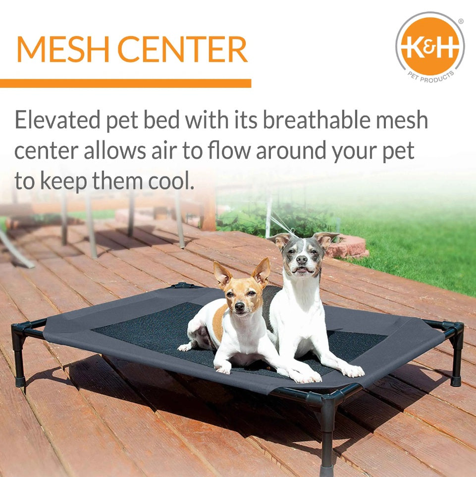 K&H Pet Products Original Pet Cot Elevated Pet Bed Large Charcoal/Black 30 x 42 x 7 For Pet With Love