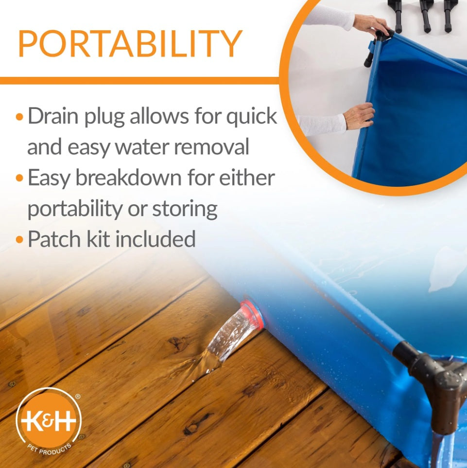 K&H Pet Products Pet Pool Extra Large Blue 32 x 50 x 9 For Pet With Love