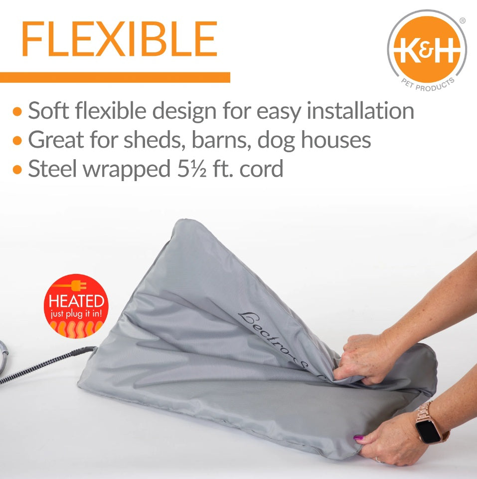 K&H Pet Products Lectro-Soft Outdoor Heated Pet Bed Medium Gray 19 x 24 x 1 For Pet With Love