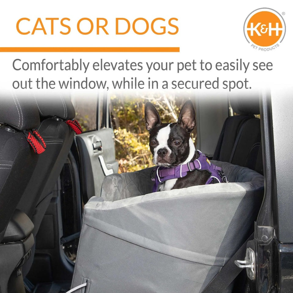 K&H Pet Products Bucket Booster Pet Seat Collapsible Heated Large Gray 22 x 20 x 16 For Pet With Love