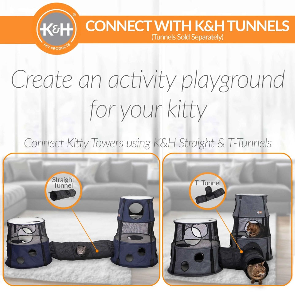 K&H Pet Products Kitty Tower 2 Story Gray 22 x 22 x 20 For Pet With Love