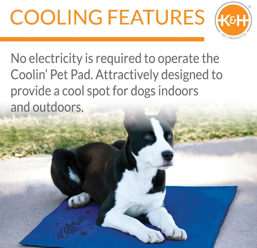 K&H Pet Products Coolin Pet Pad Large Blue 20 x 36 x 0.75 For Pet With Love