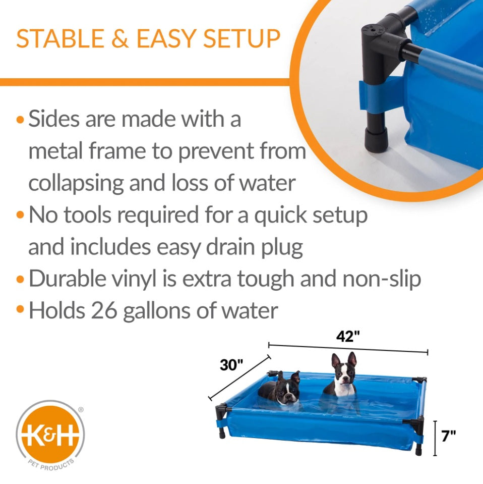 K&H Pet Products Pet Pool Large Blue 30 x 42 x 7 For Pet With Love
