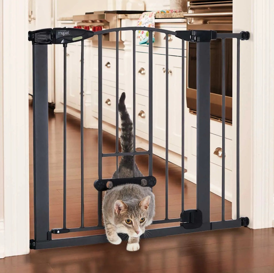 North States MyPet Wide Deco EasyPass Pet Gate with Auto Close 5442 1.75 x 29.75-40.5 x 31 For Pet With Love