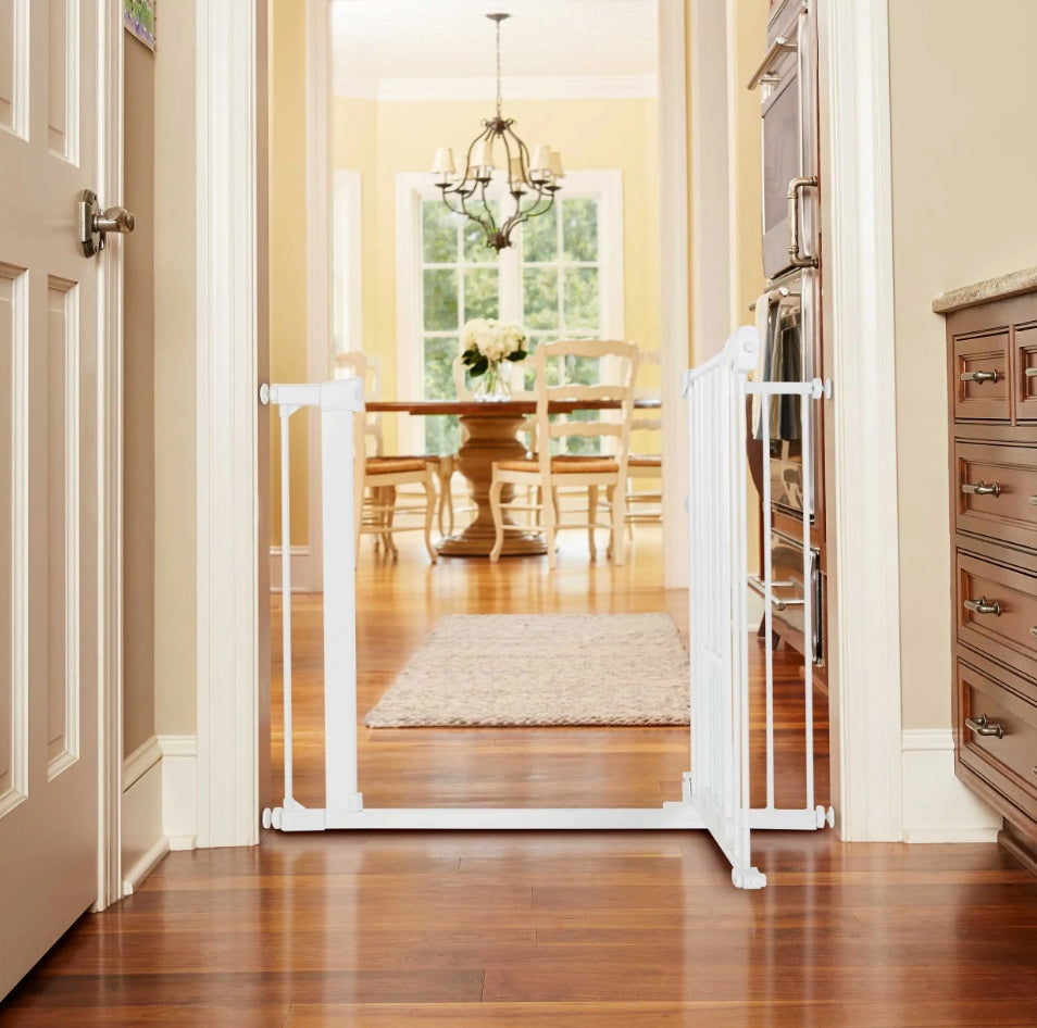 North States MyPet Wide Walk Thru EasyPass Pet Gate with Auto Close 5452 1.75 x 29.75-40.5 x 30 For Pet With Love
