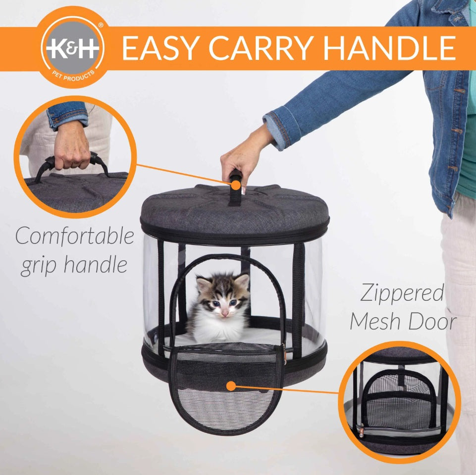 K&H Pet Products Mod Capsule Soft-Sided Pet Carrier for Cats Gray 17 x 17 x 15.5 For Pet With Love