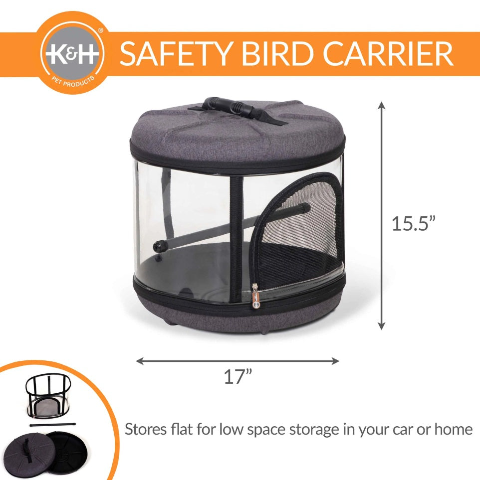 K&H Pet Products Mod Bird Carrier Travel Cage Gray 17 x 17 x 15.5 For Pet With Love