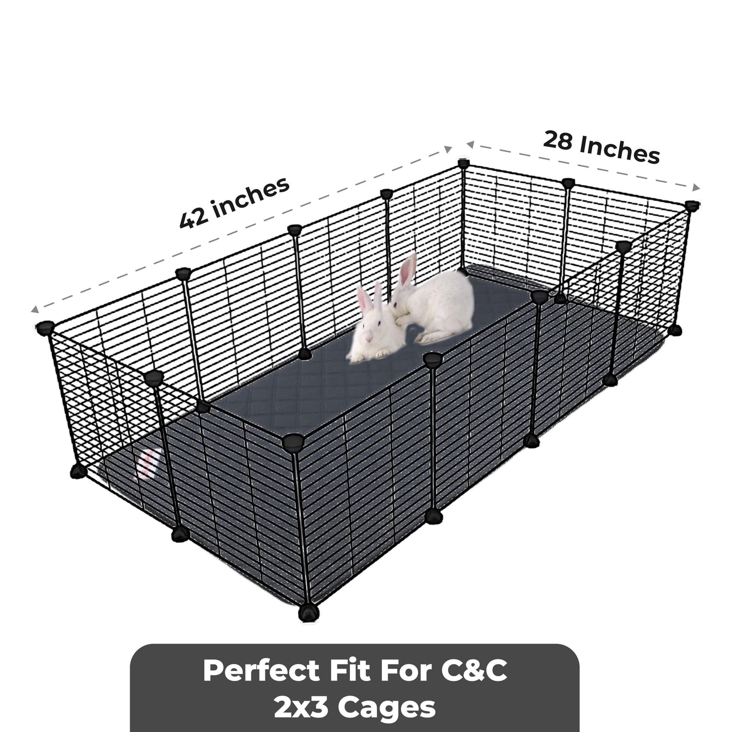 LUFTPETS Washable Small Animal Cage Liners for C&C 2'x3' (28 x 42 ) Habitats. Easy to Clean, Absorbent, Waterproof & Non Slip. 2Pack. For Pet With Love