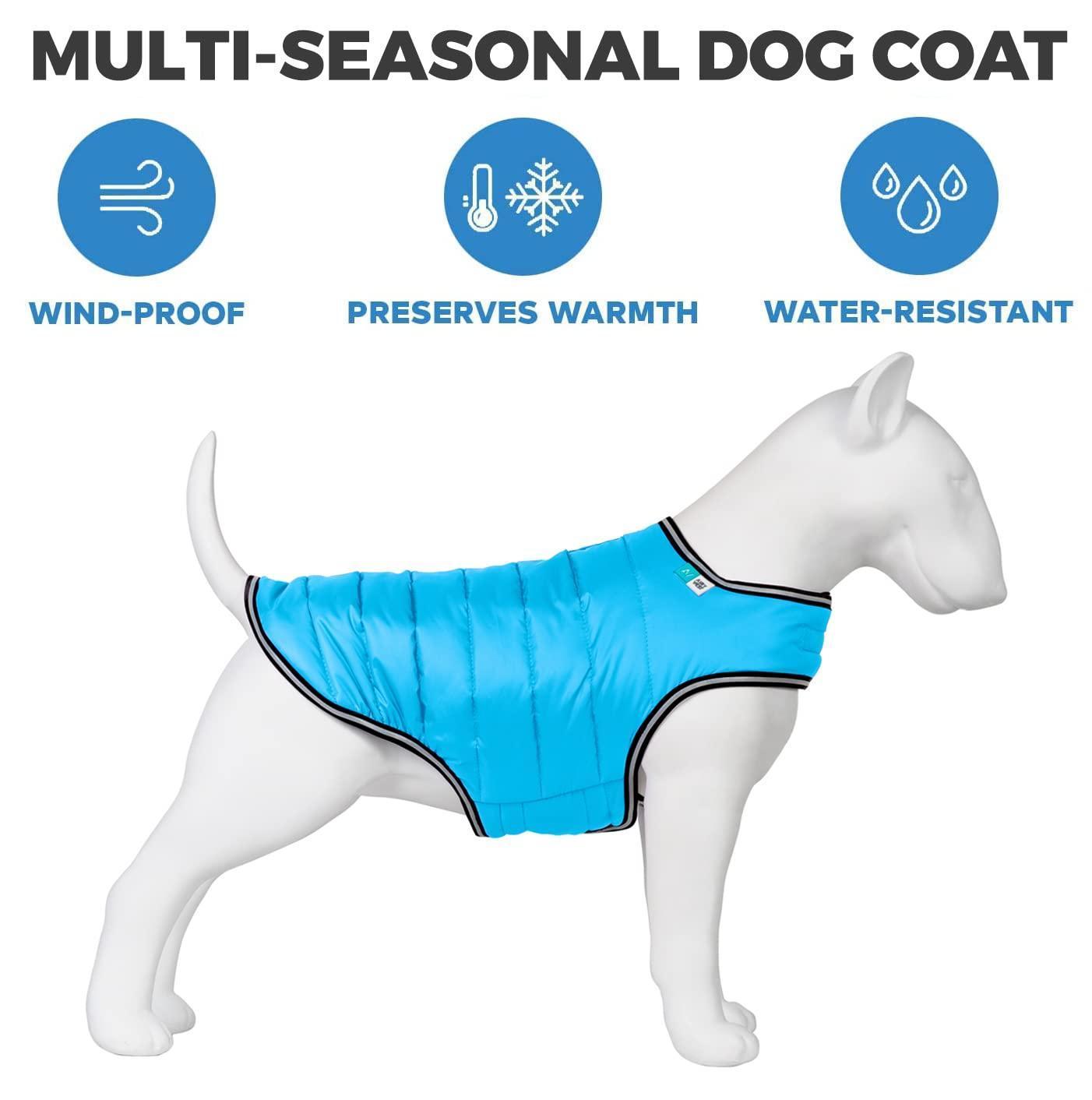 AiryVest Waterproof Dog Warm Puffer Jacket for Cold Weather  XXS  Blue For Pet With Love
