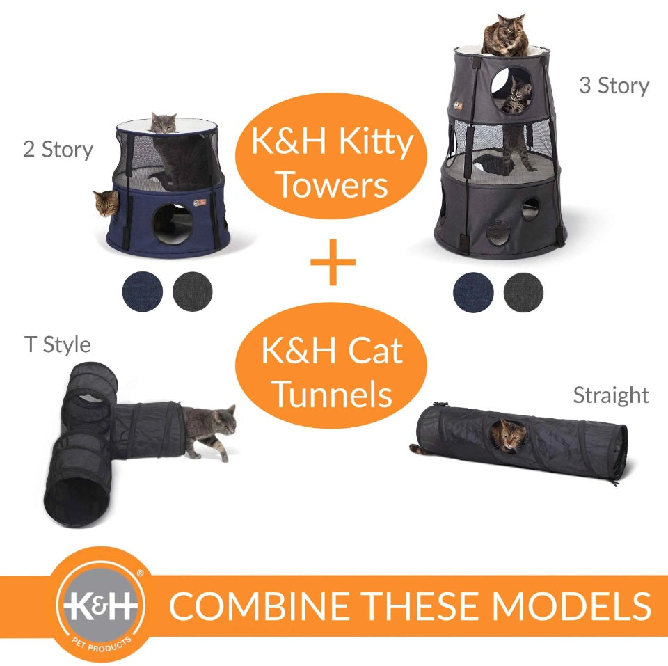 K&H Pet Products Kitty Tower 2 Story Gray 22 x 22 x 20 For Pet With Love