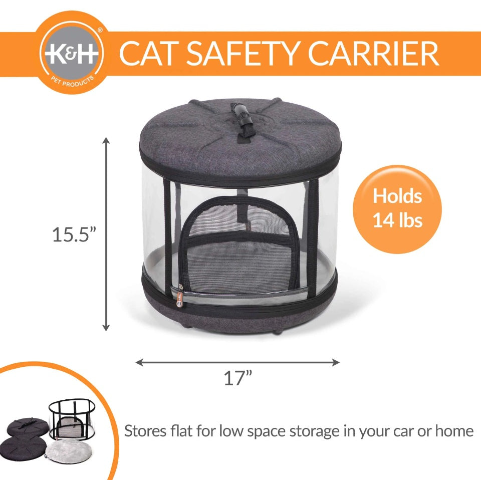 K&H Pet Products Mod Capsule Soft-Sided Pet Carrier for Cats Gray 17 x 17 x 15.5 For Pet With Love