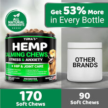 Load image into Gallery viewer, YUMA&#39;S Advanced Strength Hemp Stress &amp; Anxiety Relief Calming Chews for Dogs. Hip &amp; Joint Support Supplemen. Beef Liver Flavor. 170 Chews

