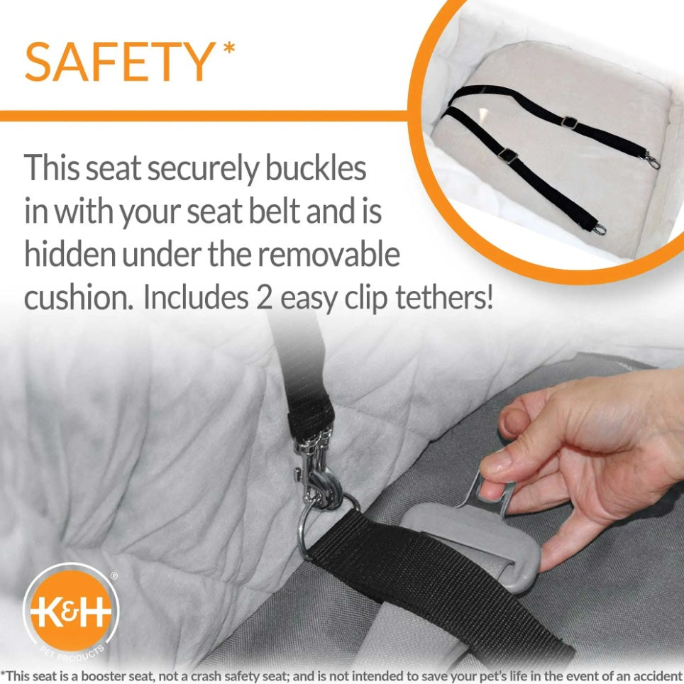 K&H Pet Products Bucket Booster Pet Seat Collapsible Heated Large Gray 22 x 20 x 16 For Pet With Love