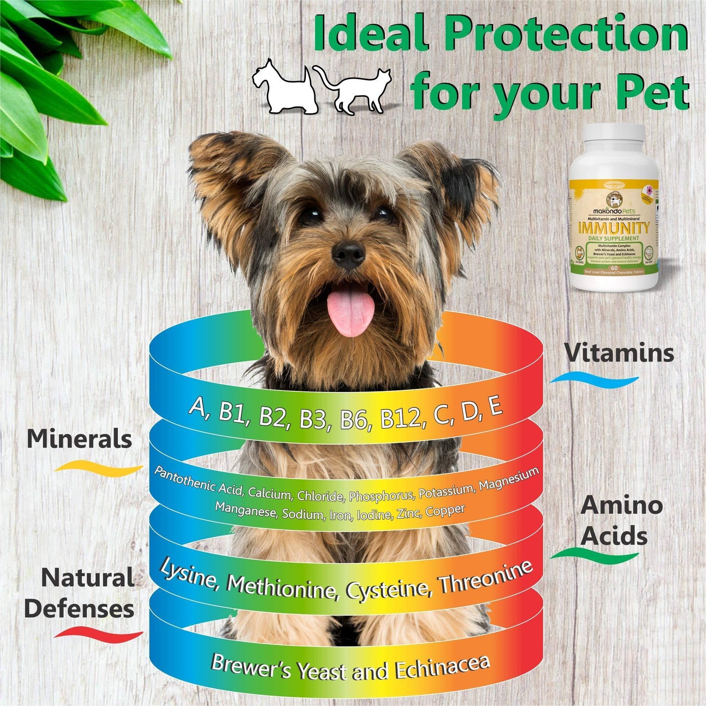 Makondo Pets Allergy Relief and Immune Support Supplement for Dogs 60 Tablets For Pet With Love