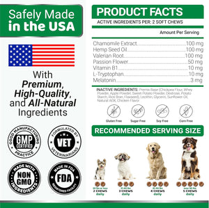YUMA'S Hemp Stress & Anxiety Relief Calming Chews for Dogs. 170 Chews. Made in USA