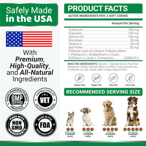 YUMA'S Advanced Allergy Itching Skin Relief for Dogs. Dry Skin & Hot Spots Treatment with Omega 3 Fish Oil. 170 Chews